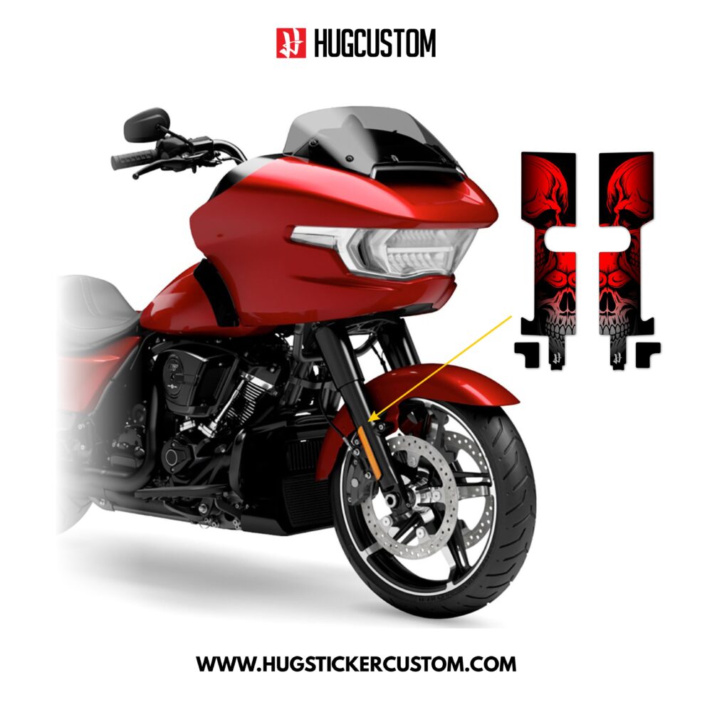HUGSHIELD Front Fork Cover for Touring RG (FLTRXST) 2015-2025 - 'Skull' Design