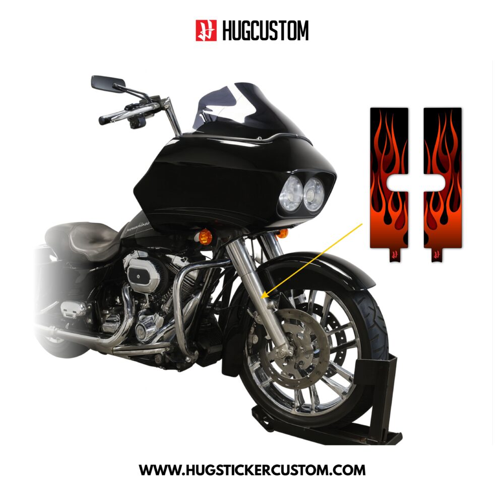 HUGSHIELD Front Fork Cover for Touring RG SG (FLTRX FLHX) 2006-2014 - 'Flame' Design